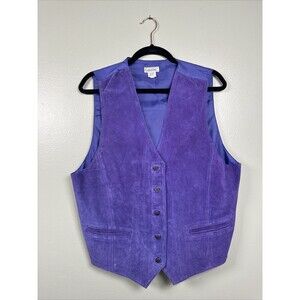 Vintage Gallagher Purple Suede Vest w/ Back Strap, 5‎ Button Men’s Large